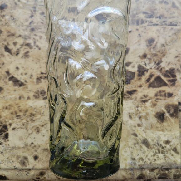 Vintage Libbey Avocado Green Crackle Pattern Juice Drinking Glasses Set of 3 - Picture 7 of 10